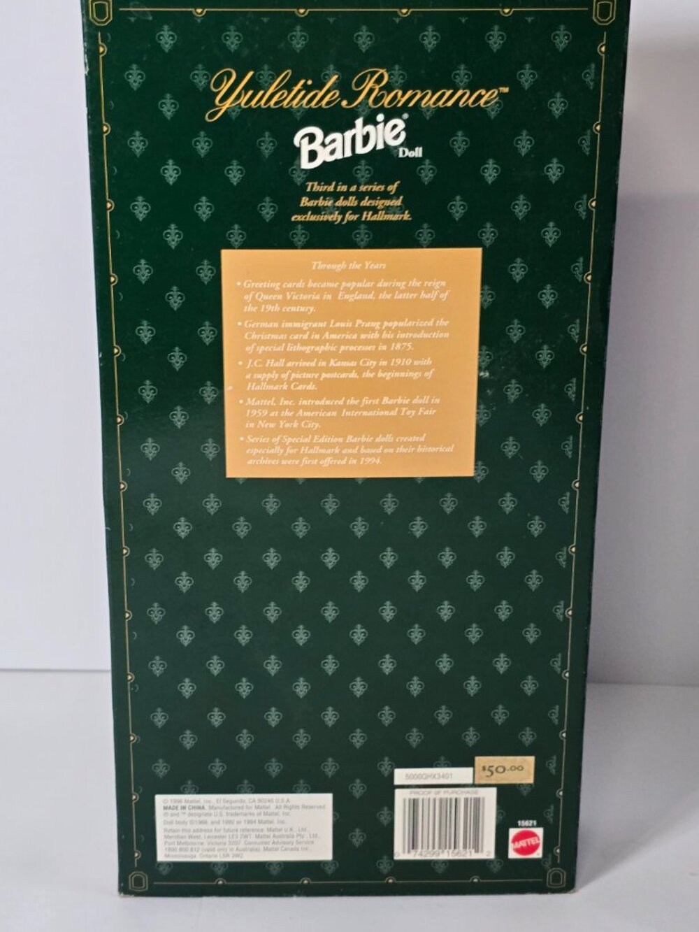 1996 Hallmark Special Edition Yuletide Romance Barbie Doll #15621 NIB Read - Picture 7 of 10